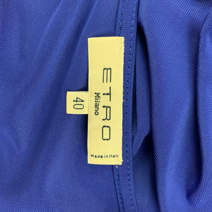 ETRO Size 4 Cobalt Viscose Ruched T-Shirt