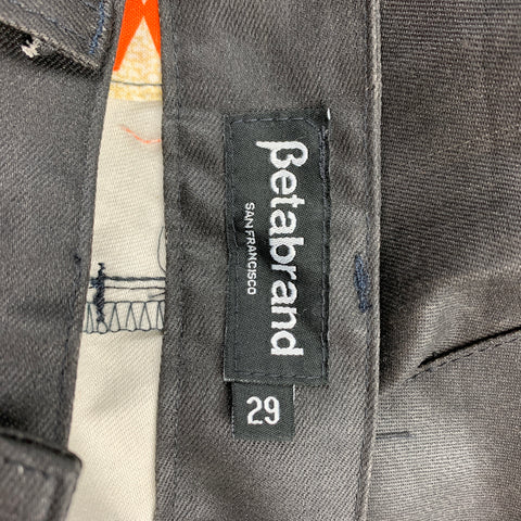 BETABRAND Size 29 Charcoal Coated Canvas Zip Fly Casual Pants