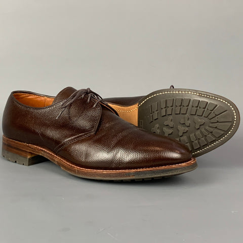 ALDEN 9410 Size 10 Brown Pebble Grain Leather Lace Up Lace Up Shoes