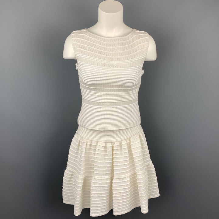 ALAIA Size S White Textured Knit Sleeveless Top & Skirt Set