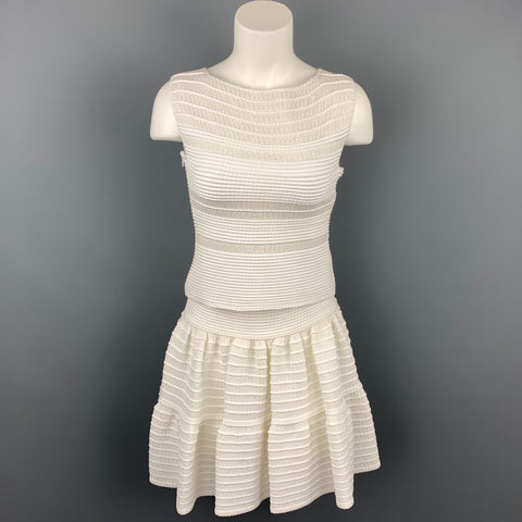 ALAIA Conjunto de falda y top sin mangas de punto texturizado blanco talla S