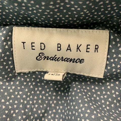 TED BAKER Size L Black White Nailhead Cotton Long Sleeve Shirt
