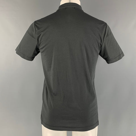 THEORY Size S Black Grey Stripe Cotton Polyester Short Sleeve Polo
