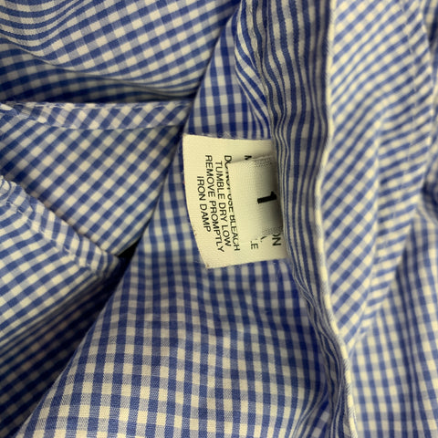 THOM BROWNE Camisa de manga larga con botones de algodón a cuadros azul y blanco talla S
