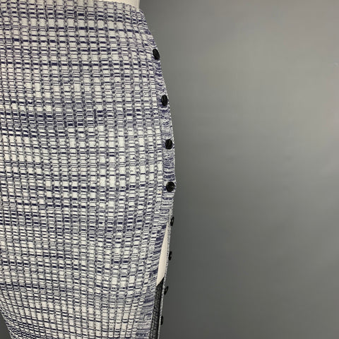 SELF-PORTRAIT SS 21 Size S Blue & Grey Viscose Blend Marbled Pencil Skirt
