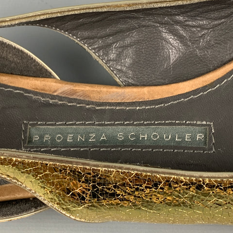 PROENZA SCHOULER Talla 7 Zapatos planos metálicos de cuero dorado