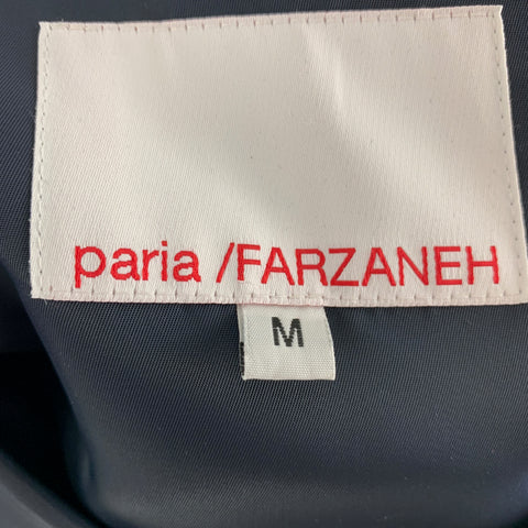PARIA FARZANEH Talla de pecho M Talla M Chaqueta con cremallera de 1/4 de nailon color canela azul marino