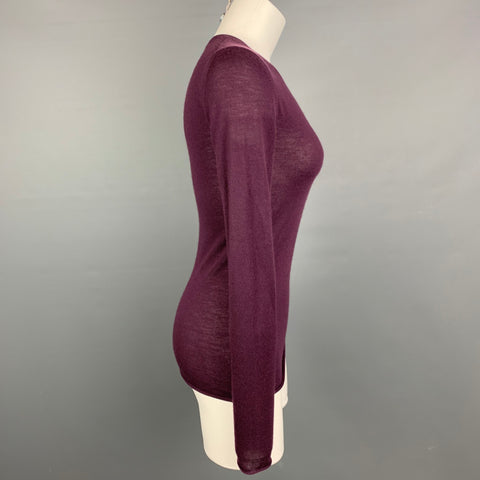 TSESAY Pull à col rond en cachemire aubergine taille S