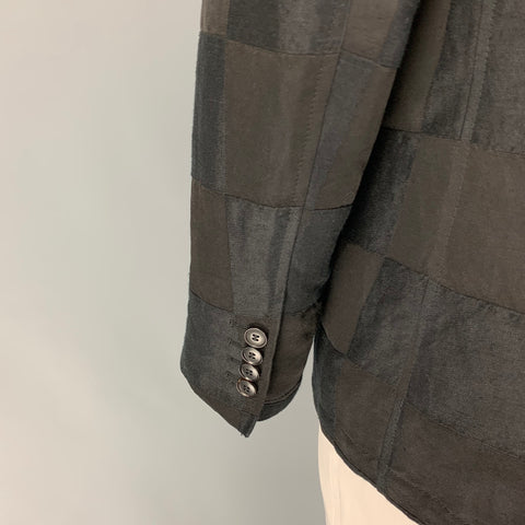 JOHN VARVATOS Size 42 Black Checkered Notch Lapel Sport Coat