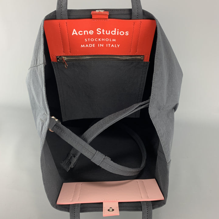 ACNE STUDIOS  Navy Canvas Leather Snap Tote Bag