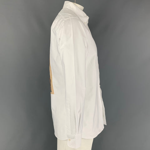 ROWING BLAZERS Size L White Print Cotton Button Down Long Sleeve Shirt