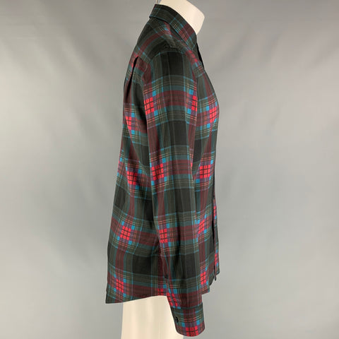 MARC JACOBS Taille S Chemise à manches longues boutonnée en viscose à carreaux multicolore noire