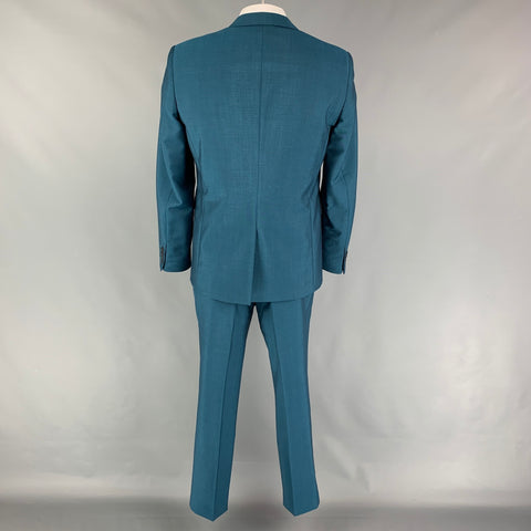 BURBERRY LONDON Size 42 R Teal Wool Mohair Notch Lapel Suit