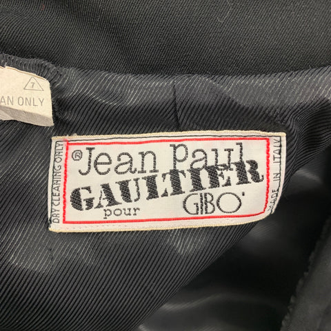 Vintage 1980's JEAN PAUL GAULTIER pour GIBO Black Quilted Double Breasted Trench Coat