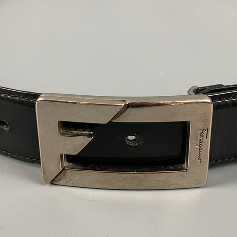 SALVATORE FERRAGAMO Size 38 Black Leather Belt