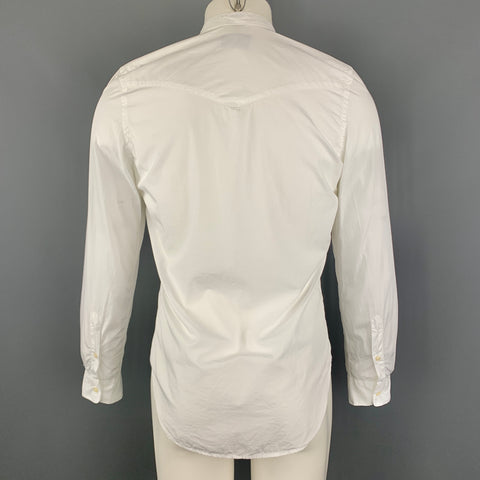 OFFICINE GENERALE Size S White Cotton Nehru Collar Long Sleeve Shirt