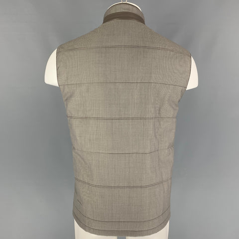ERMENEGILDO ZEGNA Size 42 Taupe Grey Quilted Wool Silk Reversible Vest