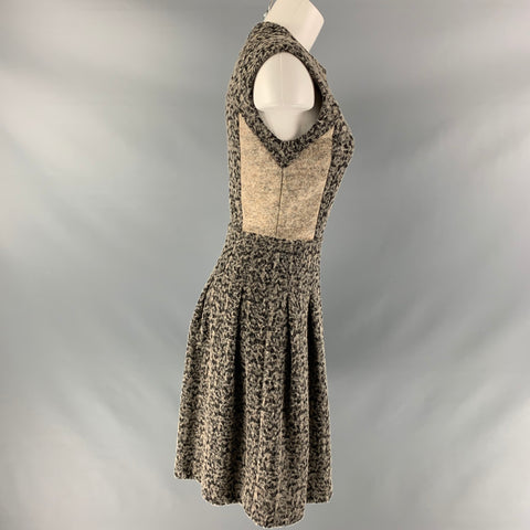 YIGAL AZROUEL Taille 6 Robe sans manches marbrée en mélange de laine taupe et noire
