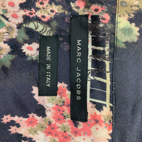 MARC JACOBS Size M Black Pink Print Silk Camp Pants Set