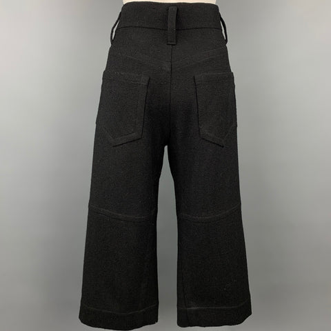 MARC JACOBS Size 6 Black Textured Wool / Nylon Cropped Wide Leg Dress Pants