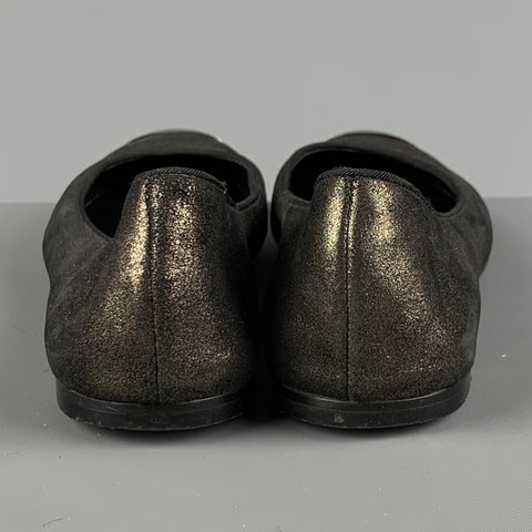 GIUSEPPE ZANOTTI Taille 8.5 Chaussures plates en cuir métallisé et matériaux mélangés