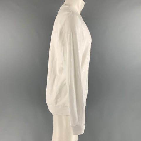THEORY Size M White Waffle Knit Cotton Spandex Crew-Neck Pullover