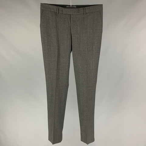 THE KOOPLES Size 32 Charcoal Grid Wool Zip Fly Dress Pants