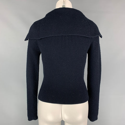 SANDRO Size S Navy Wool / Acrylic Shawl Collar Cardigan