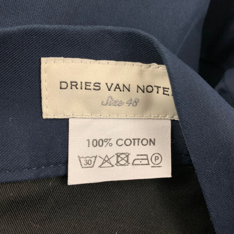 DRIES VAN NOTEN Size 38 Navy Cotton Single Breasted Suit