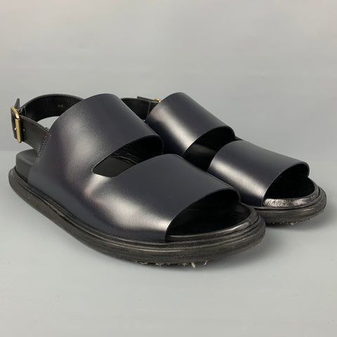 MARNI Size 11 Black Leather Straps Sandals