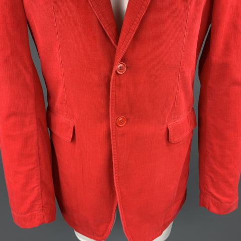 BURBERRY Size 40 Red Corduroy Notch Lapel Sport Coat