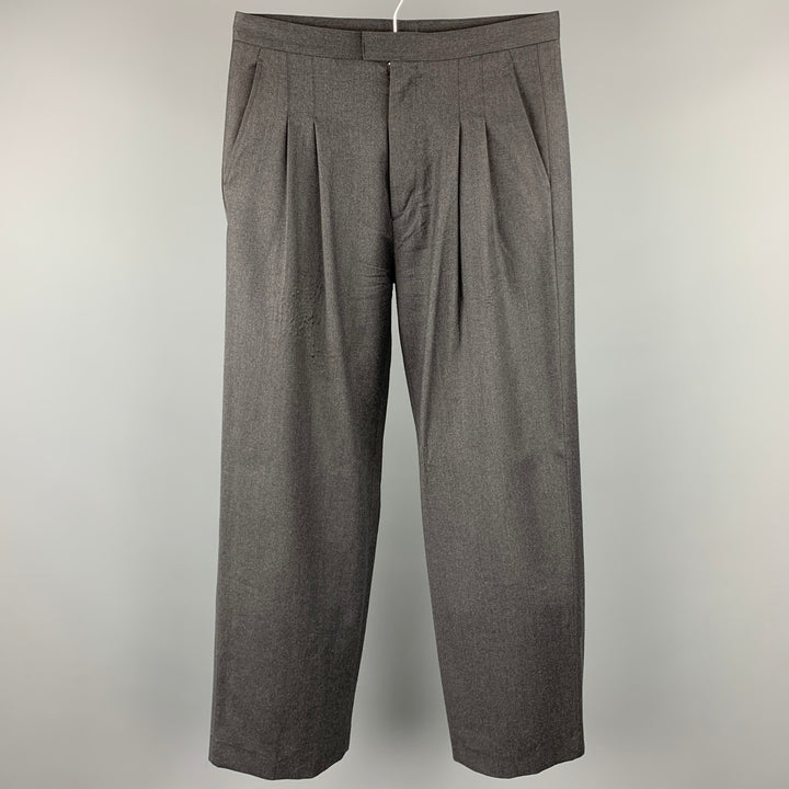 CALVIN KLEIN COLLECTION Size 30 Charcoal Wool Pleated Dress Pants
