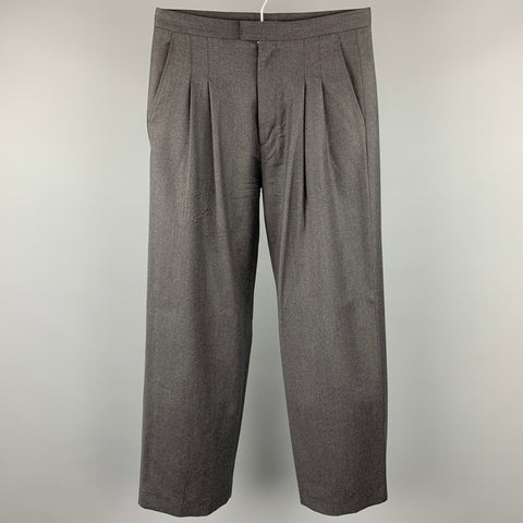 CALVIN KLEIN COLLECTION Size 30 Charcoal Wool Pleated Dress Pants
