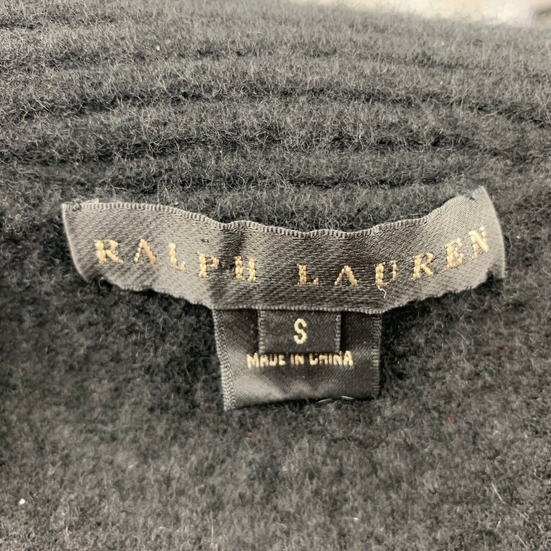 RALPH LAUREN Black Label Size S Black Cable Knit Cashmere Open Front Shawl Collar Cardigan