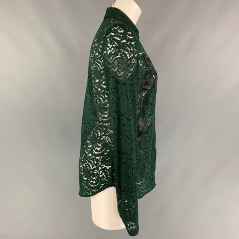 Nº21 Talla 6 Camisa con botones de encaje de algodón y poliamida verde