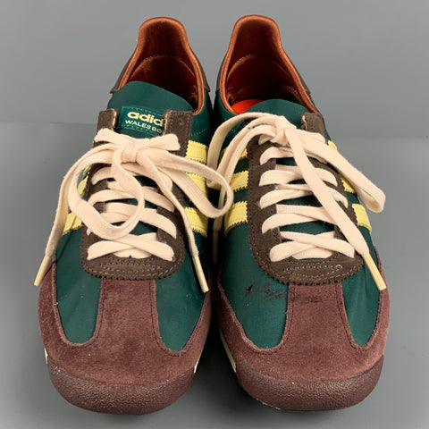 ADIDAS Size 10 Green Brown Nylon Athletic Sneakers