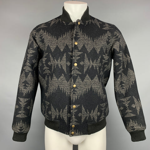 PENDLETON Size S Black & Grey Woven Wool / Cotton Snaps Jacket