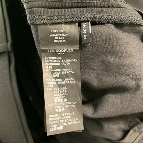 THE KOOPLES Size 32 Black Solid Wool Zip Fly Dress Pants