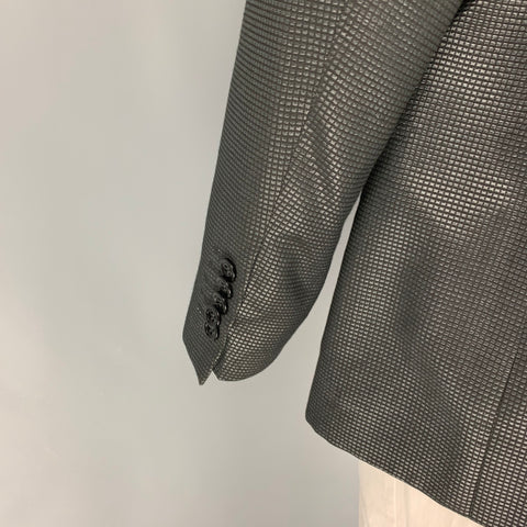 VERSACE COLLECTION Trend Size 46 Black Silver Grid Viscose Blend Sport Coat