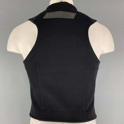 DSQUARED2 Size M Black Ribbed Zip Up Vest