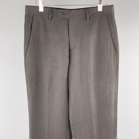 JOHN VARVATOS Taille 28 x 36 Pantalon habillé en lin / soie uni noir