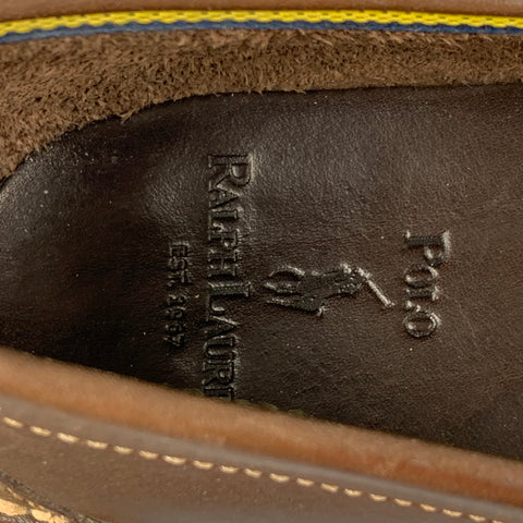 RALPH LAUREN Size 10.5 Brown Contrast Stitch Leather Penny Loafers