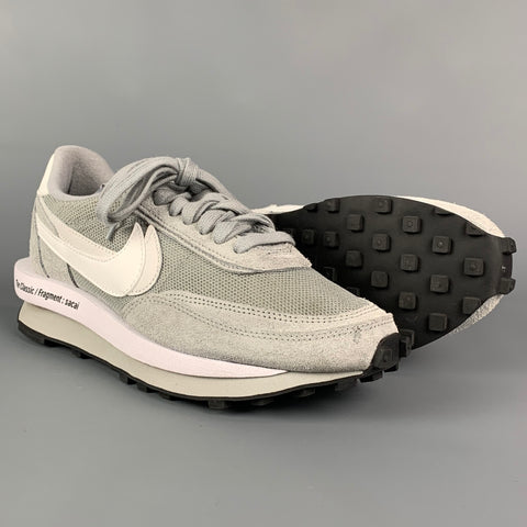 Zapatillas NIKE x SACAI FRAGMENT Talla 7 Gris Blanco Plataforma de malla LD WAFFLE