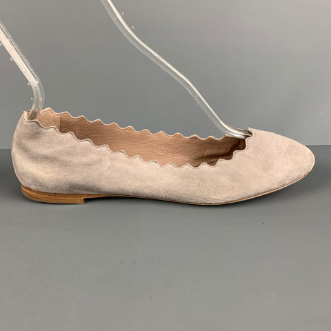CHLOE Size 8.5 Grey Suede Solid Ballet Flats
