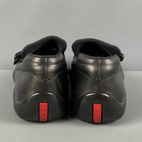 PRADA Size 9.5 Black Leather Slip On Loafers