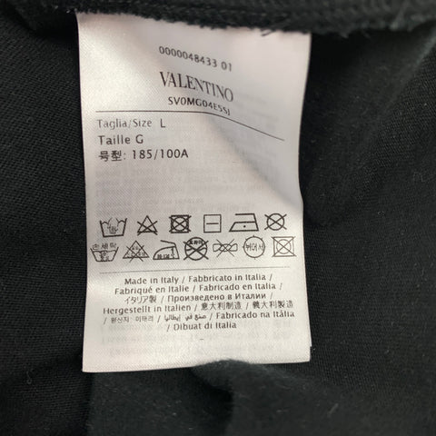VALENTINO Camiseta de algodón con cuello redondo y logo 2099 en blanco y negro Talla L