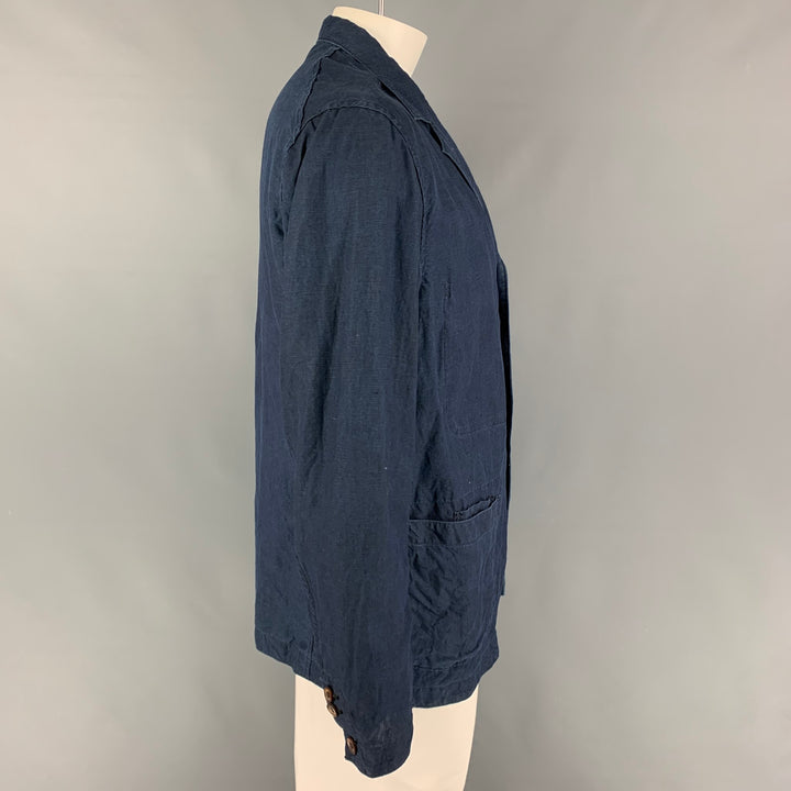 45rpm Size XL Navy Linen Notch Lapel Sport Coat