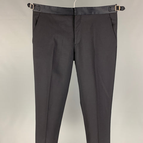 PAUL SMITH x BARNET'S NEW YORK Taille 30 Pantalon de smoking en laine noire / Mohair