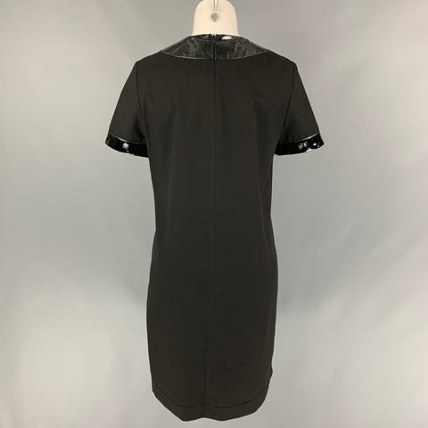 LOVE MOSCHINO Talla 4 Vestido recto de materiales mixtos de mezcla de poliéster negro
