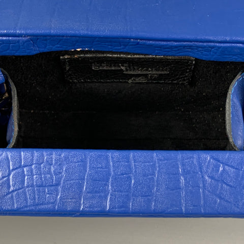 GERALEH MIZRAHI Blue White Leather Clutch Handbag